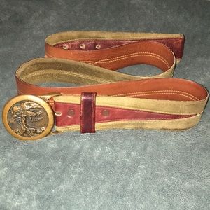 Leather belt w/ bonsai belt buckle